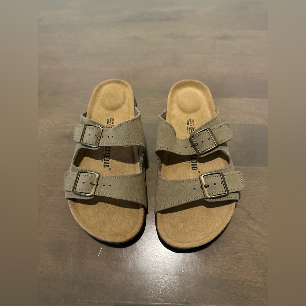 CT Cloud Kids' Double-Buckle Slide Sandals in Olive
